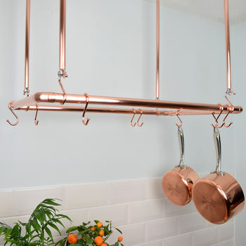 Copper Ceiling Pan Rack, Organiser, Rectangular Shaped, 2 of 5
