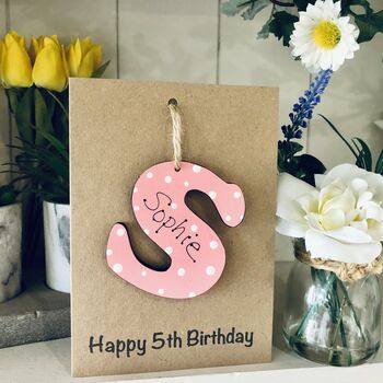 Personalised 5th Birthday Letter Wooden Keepsake Card, 2 of 4