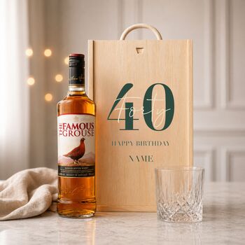 Personalised 40th Birthday Whisky Gift Set With Custom Lid, 3 of 11