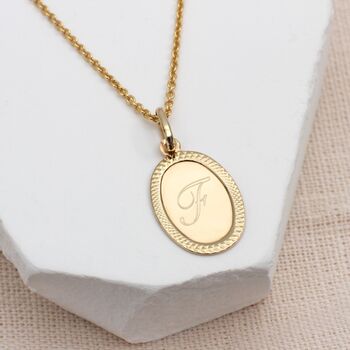 9ct Yellow Gold Oval Initial Pendant Necklace, 2 of 5