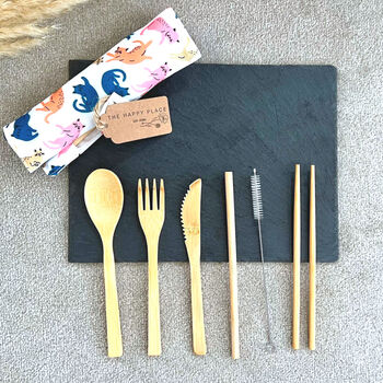 Eco Friendly Bamboo Picnic And Travel Cutlery Set, 3 of 7