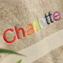 Children's Rainbow Text Personalised Bath Towel, thumbnail 3 of 7