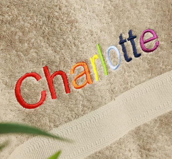 Children's Rainbow Text Personalised Bath Towel, 3 of 7