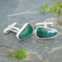 8ct Emerald Cufflinks In Sterling Silver, thumbnail 2 of 2