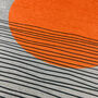 Orange Sun And Black Lines On Grey Cushion Cover, thumbnail 2 of 7