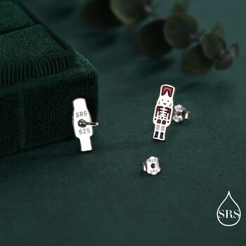 Sterling Silver Mismatched Nutcracker Stud Earrings, 4 of 12
