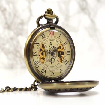 Bronze And Wood Engraved Pocket Watch, 4 of 5
