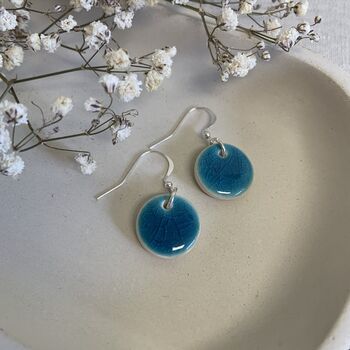 Handmade Turquoise Dot Earrings Silver Plated, 7 of 7