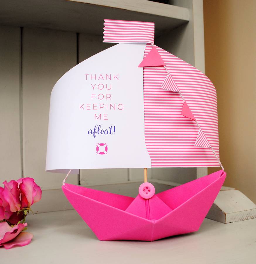 'thank you for keeping me afloat' paper boat keepsake by the little ...