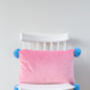 Pink Pompom Velvet Harlequin Cushion, thumbnail 2 of 4