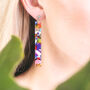 Rainbow Tortoise Shell Long Strip Dangle Earrings, thumbnail 1 of 4