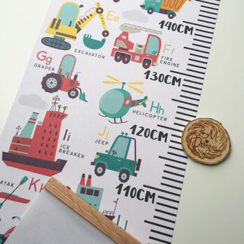 Personalised Abc Transport Alphabet Height Chart, 3 of 5