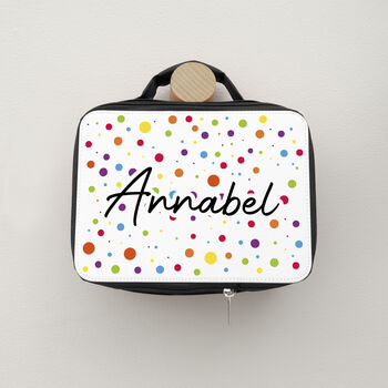 Personalised Kids Fun Polka Dot Insulated Lunch Bag, 8 of 12