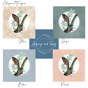 Elegant Tailed Trogon Moon Art Print – Vintage Japandi Style – Range Of Colours, 4 of 7