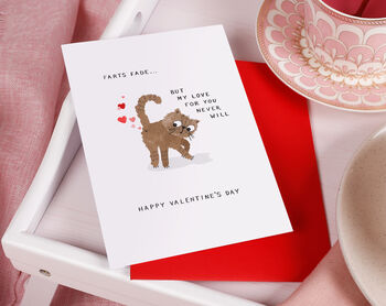 Funny Tabby Cat Farting Valentine Card, 4 of 4