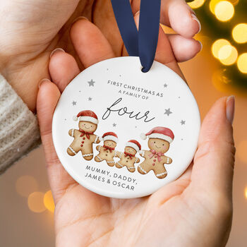 First Christmas Family Of Four Ornament Personalised Names, 5 of 7