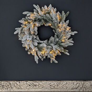Oversized Pre Lit Frosted Pine Wreath, 3 of 3