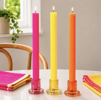 Fluoro Scalloped Dinner Candles, 2 of 4