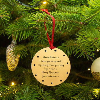 Personalised Message Gold Christmas Decoration, 3 of 7
