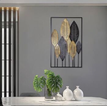 Modern Black And Gold Leaf Luxury Wall Art Decor, 12 of 12