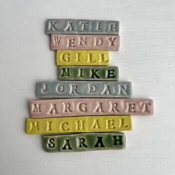 Handmade Personalised Ceramic Wedding Party Place Names, 4 of 9