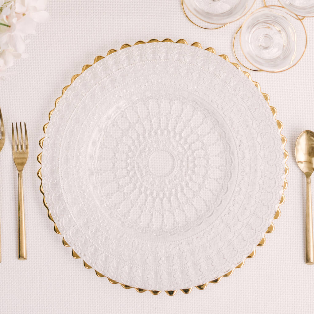 Ophelia Lace Glass Charger Plate By Duchess & Butler