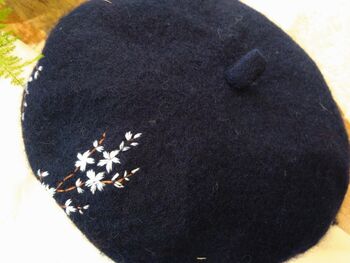 Hand Embroidered Flower Beret Hat, 5 of 5