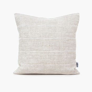 Striped Natural Beige Linen Pillow Cover, 4 of 11