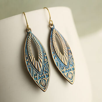 Victorian Brocade Gold Drop Earrings, 2 of 9