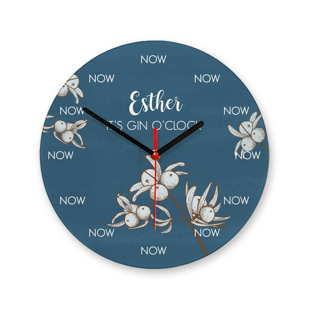 Personalised Gin O'clock Glass Clock By JUNGLEY
