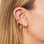 Trinity Gold Crystal Huggie Earrings, thumbnail 2 of 2