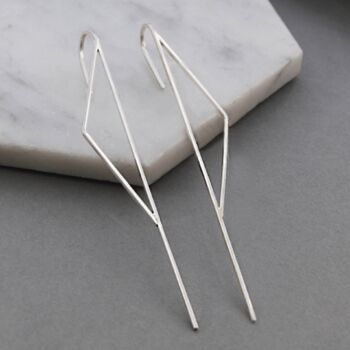 Oxidised Silver Gothic Triangle Ear Climber Earring, 4 of 7