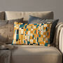 Cushion Cover In Geometric Mid Century Mustard And Teal Abstract Design, thumbnail 10 of 12