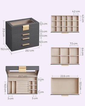 Four Tier Jewellery Organiser Jewellery Box Storage, 2 of 7