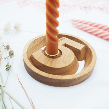 Five Year Anniversary Wood Personalised Candle Holder, 5 of 6