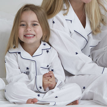 Personalised Girl's Embroidered Star Cotton Pyjamas, 4 of 7