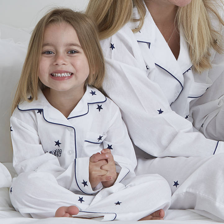 Personalised Girl's Embroidered Star Cotton Pyjamas, 1 of 4