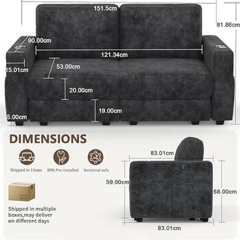 Two Seater Sofa With Storage, Comfortable Sofa Couch, 5 of 12