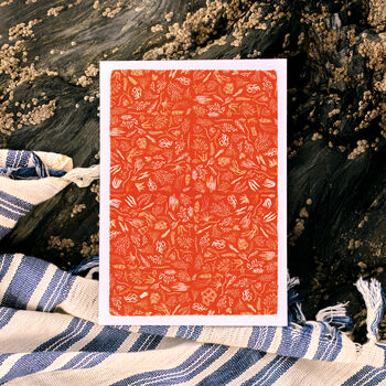 Orange Seaweed Pattern Greeting Card, 2 of 4