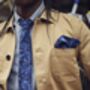Dancys Mens Blue Retro Print Needlecord Pocket Square, thumbnail 4 of 7