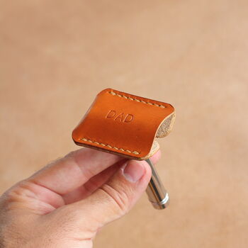 Personalised, Handstitched Leather Razor Cover, 4 of 7