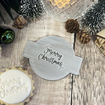 Merry Christmas Icing Embosser Holly Design Christmas Biscuits, 4 of 4