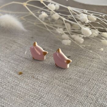 Cute Pink Fox Stud Earrings, 3 of 6