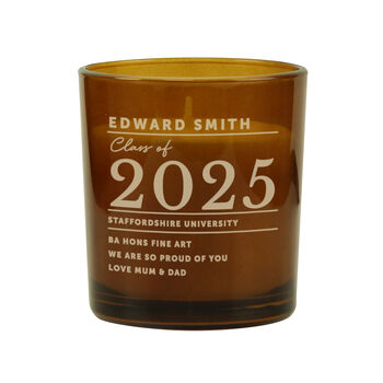 Personalised Graduation Amber Glass Candle, 5 of 7