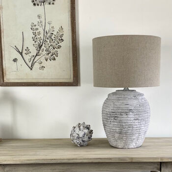 Large Ribbed Pale Grey Distressed Table Lamp Base, 6 of 12