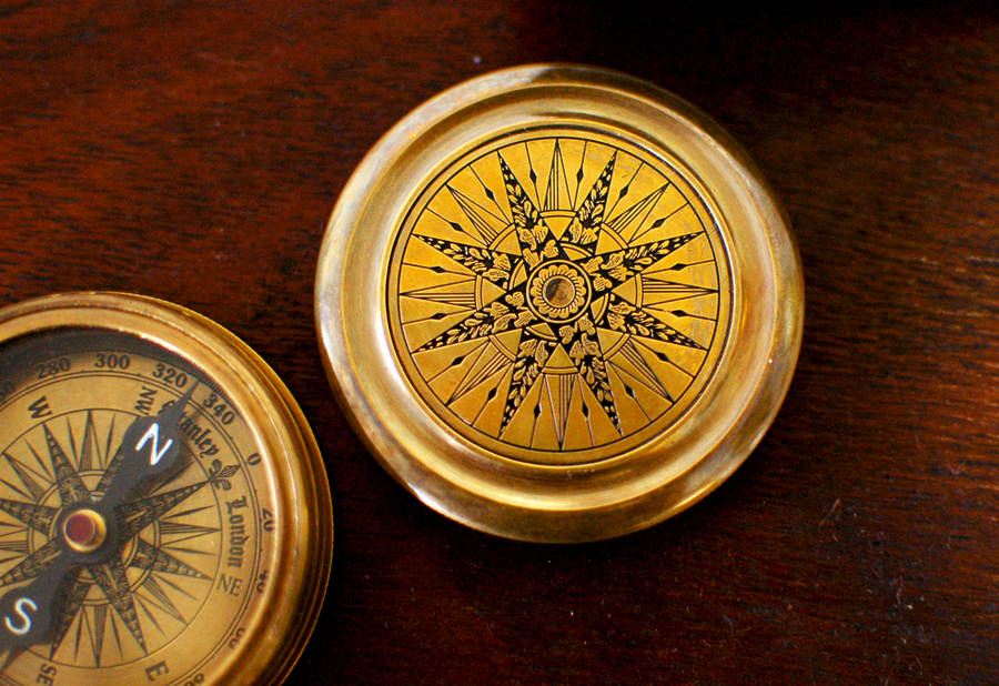 gold antique vintage brass compass paperweight by made with love