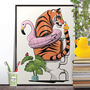 Tiger On The Toilet, Funny Cat Bathroom Wall Art, thumbnail 1 of 7