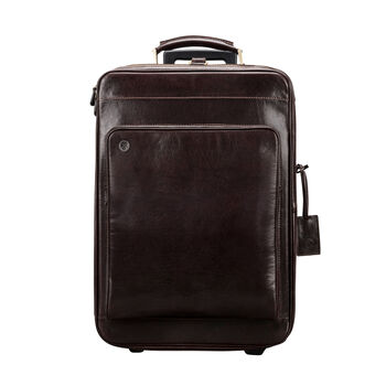 Luxury Wheeled Leather Luggage Bag. 'The Piazzale', 3 of 12