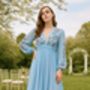 Floral Embroidered Puff Sleeve Chiffon Fit And Flare Midi Dress, thumbnail 1 of 4