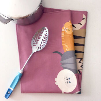 Cat Characters Large Tray + Pink Tea Towel Gift Set, 3 of 7